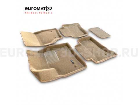 Текстильные 3D коврики Euromat3D Business в салон для Porsche Cayenne (2002-2009) № EMC3D-004100T Бежевые