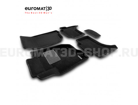 Текстильные 3D коврики Euromat3D Business в салон для Mitsubishi L200 (2007-2014) № EMC3D-003612