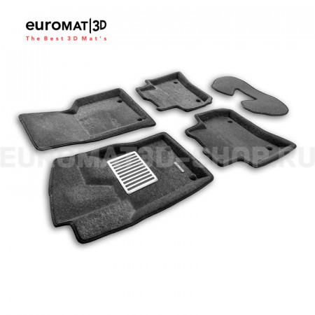 Текстильные 3D коврики Euromat3D Lux в салон для Jaguar F-Pace (2016-) № EM3D-002753G Серые