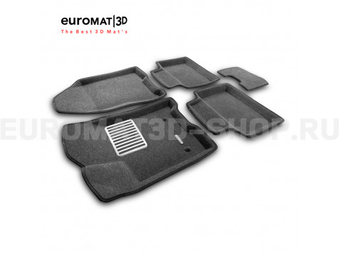 Текстильные 3D коврики Euromat3D Lux в салон для Lada Vesta (2015-) № EM3D-005308G Серые