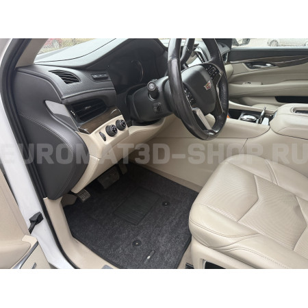 Текстильные 3D коврики Euromat3D Business в салон для Cadillac Escalade (2015-2021) № EMC3D-001306G Серые
