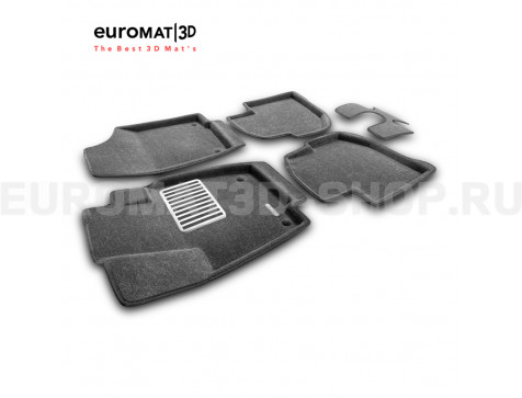 Текстильные 3D коврики Euromat3D Lux в салон для Skoda Rapid (2014-2019) № EM3D-004508G Серые