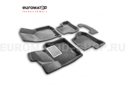 Текстильные 3D коврики Euromat3D Lux в салон для Skoda Octavia A5 (2004-2012) № EM3D-004502G Серые